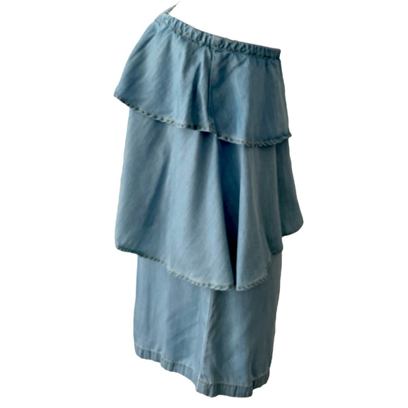 Chelsea 28 ruffle blue denim one-shoulder long top or mini dress Sz: M - Picture 4 of 10